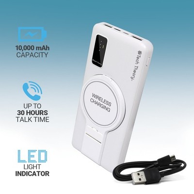 ADURO POWERMAG VIEW WIRELESS CHARGING 10,000MAH BATTERY, PW-10KPMV-08, WHITE