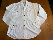 Vintage 70 s Levis White Shirt USA Made Western Blue Buttons sz L