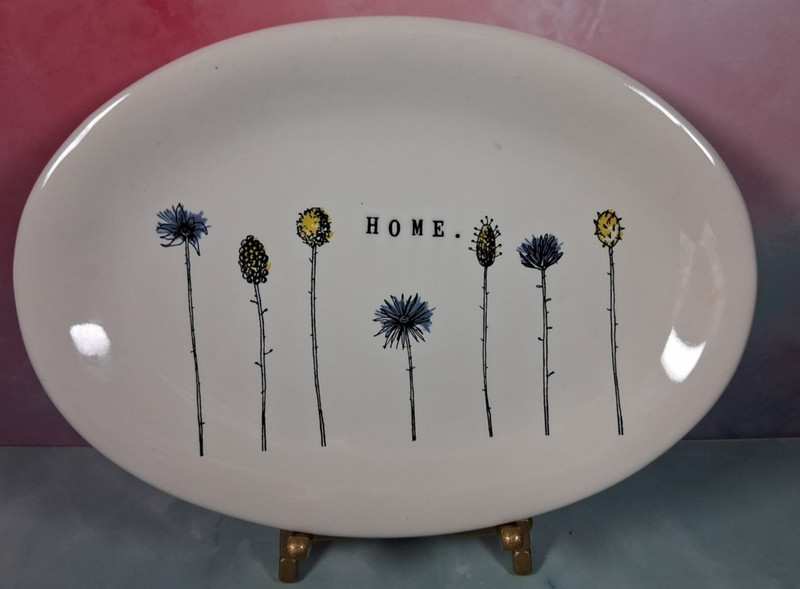RAE DUNN Snack Dish Artisan Collection by Magenta "HOME" Floral Oval Plate