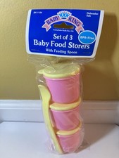 Baby King BABY FOOD STORERS Set Of 3 with Feeding Spoon Pink Storage Containers