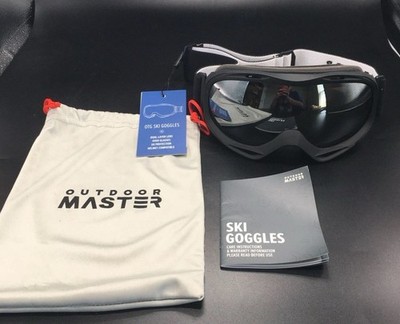 NEW OutdoorMaster OTG UV400 Ski and Snowboard Goggles, Black, Carry Bag
