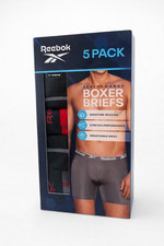 Reebok Mens Performance Boxer Briefs 5-Pack Featherweight 6" Inseam