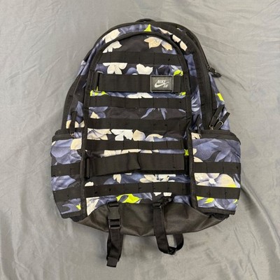 Nike SB RPM Backpack Floral Palm Print Skateboard Straps Black Blue BA5403-010