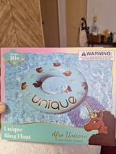 Afro Unicorn 39" Unique Ring Float Blue Unicorn Inflatable Swim Tube Device NEW
