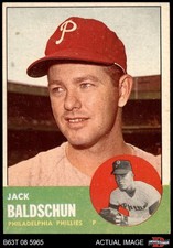 1963 Topps #341 Jack Baldschun Dotted Repaired Phillies RARE VARIATION 5 - EX
