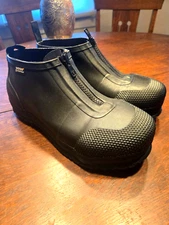 BOGS Black Waterproof Boots, Steel Toe, Zip Top, New Without Box, Size 7 U.S.
