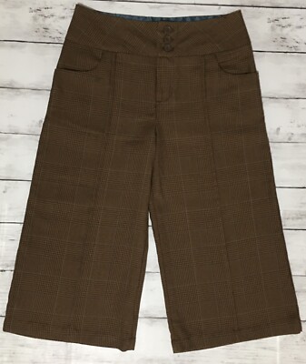NWOT George Girl's Size 14 Capri Dress Pants/Shorts Wide Leg Plaid Brown