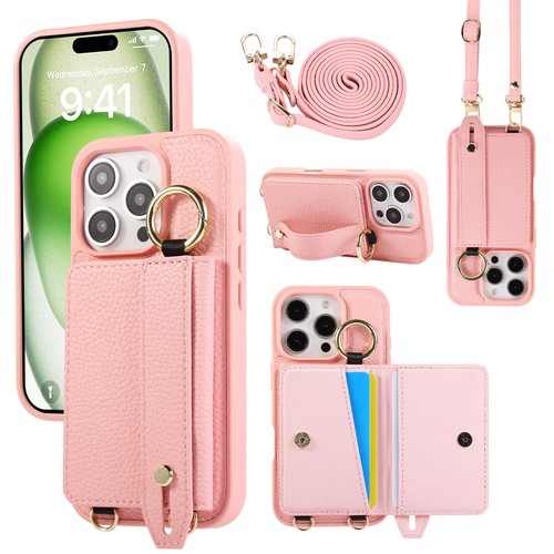 For iPhone 16 Pro Max 15/14 Leather Case Ring Stand Rugged Cover w/ Card Holder