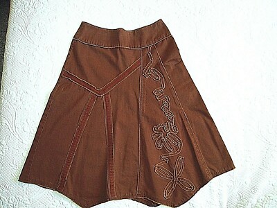Jupe Etam Vintage – Marron – Taille 38 – Coupe Asymétrique – Occasion Très Bon état