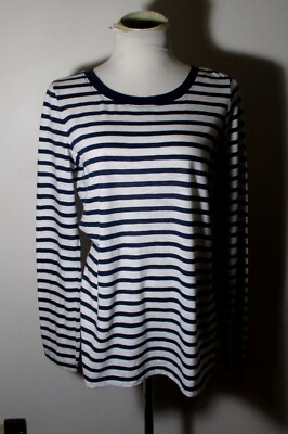 SPLENDID Blue White Striped Long Sleeve Top Size L