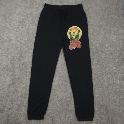 7up Sweatpants Mens Medium Black Joggers Graphic Lounge Soda Graphic Fresh Up