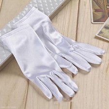 Women Bride Evening Dress Prom Wrist Short Finger Satin White Party Gloves US
