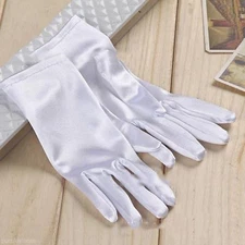 Women Bride Evening Dress Prom Wrist Short Finger Satin White Party Gloves US
