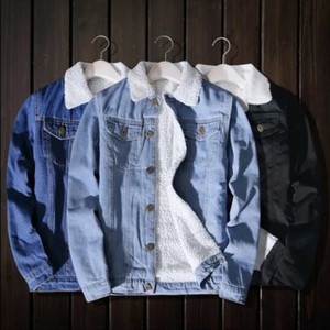 mens fluffy denim jacket