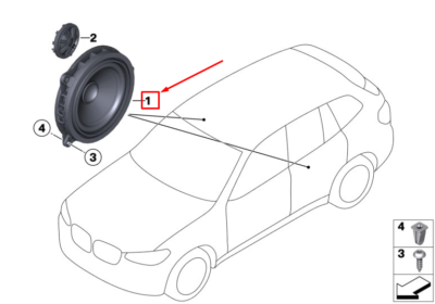 BMW X3 G01 FRONT LEFT DOOR MID-RANGE LOUDSPEAKER 65136809629 for 