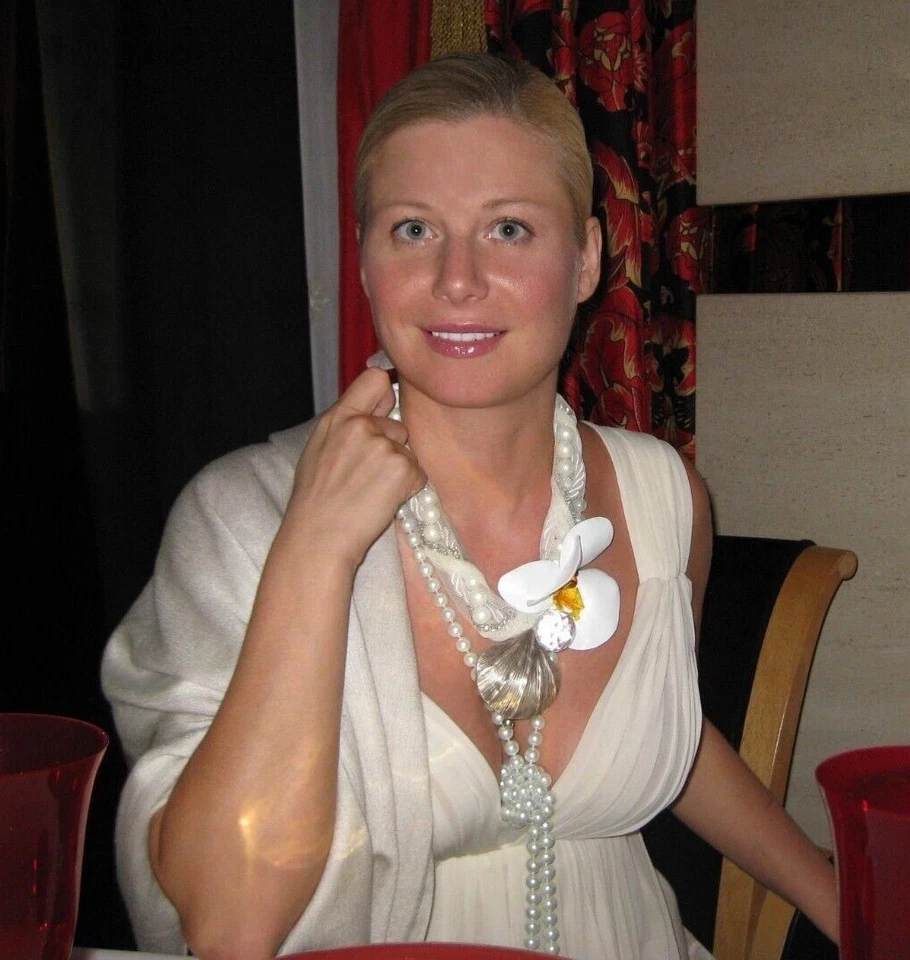 Statement Necklace White Orchid Flower Pearls 925 Silver Wedding Handmade - Image 3 of 3