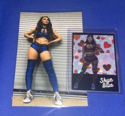 Skye Blue Custom WWE Divas Candy Hearts Sexy Foil Prizm Card & Photo Lot