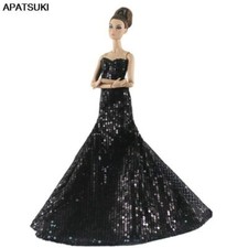 Black Sequin Fashion Doll Clothes Party Dress For 11.5" Doll Princess Gown 1/6