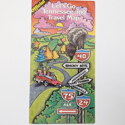 1981 Official Tennessee Travel Road Map Guide Tour Memphis Nashville Cartoon E10