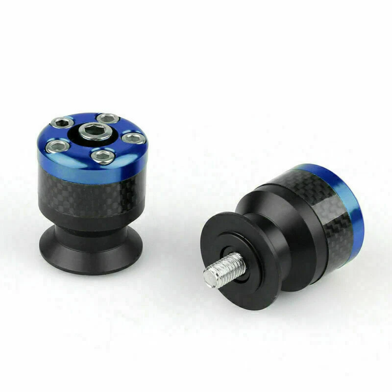 Universal Motorcycle CNC Carbon Fiber 8mm Swingarm Sliders Spools Blue USA - Изображение 2 из 3