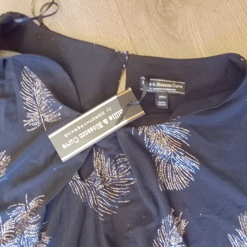 Dorothy Perkins DP Curve Collection Evening Top UK 28 Silver Feather BNWT - Picture 4 of 5