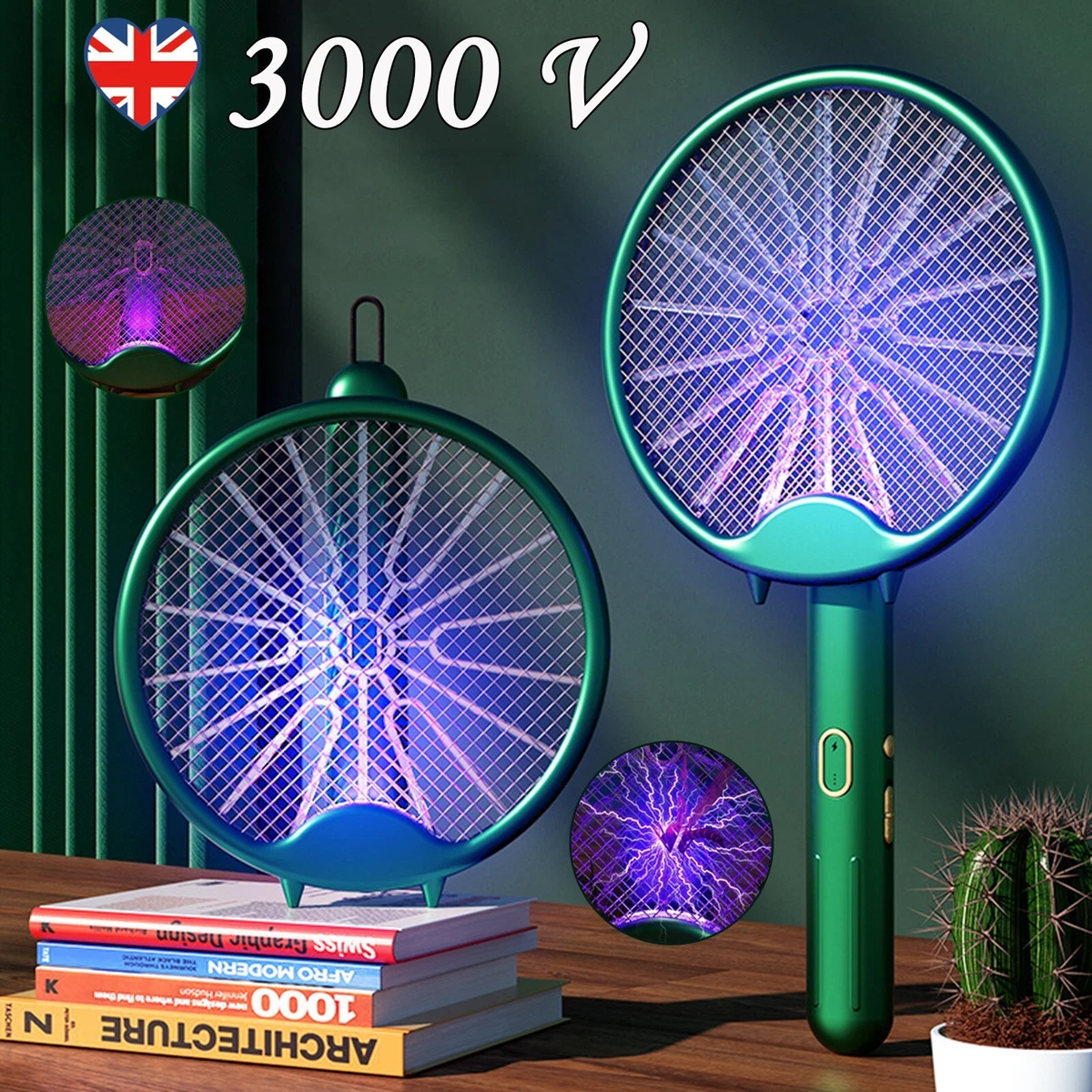 3 in 1 Mosquito Swatter Electric Fly Insect Killer Bug Zapper