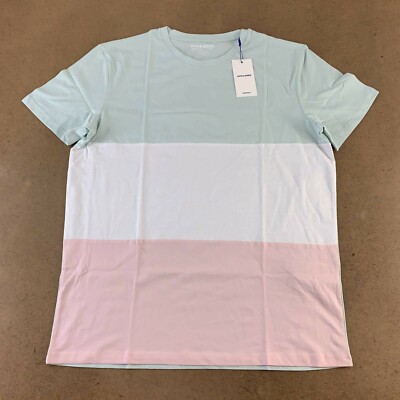 Jack & Jones Mens Jorposha Basic T-Shirt Blue White Color Block Crew Neck XL New