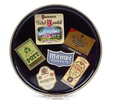 ADT Pappmach&eacute; Tablett mit originalen Alkoholika Etiketten 50/60er Jahre selten