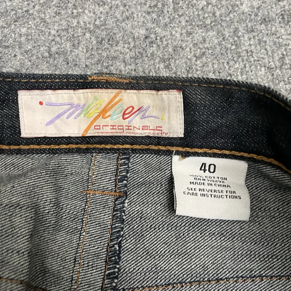 VTG Miskeen Jeans Mens 42x34 Blue Baggy Wide Leg Embroidered Hip Hop Grunge Y2K - Image 4 of 4