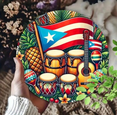 Targa In Metallo Bandiera Di Puerto Rico 20x30cm - Arte Patriottica Con Rana Portoricana Per Bar E Casa