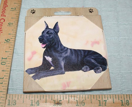 Dog Worlds Most Absorbent Ceramic Pet Coaster Great Dane Black Fast Shipping - Picture 2 of 3