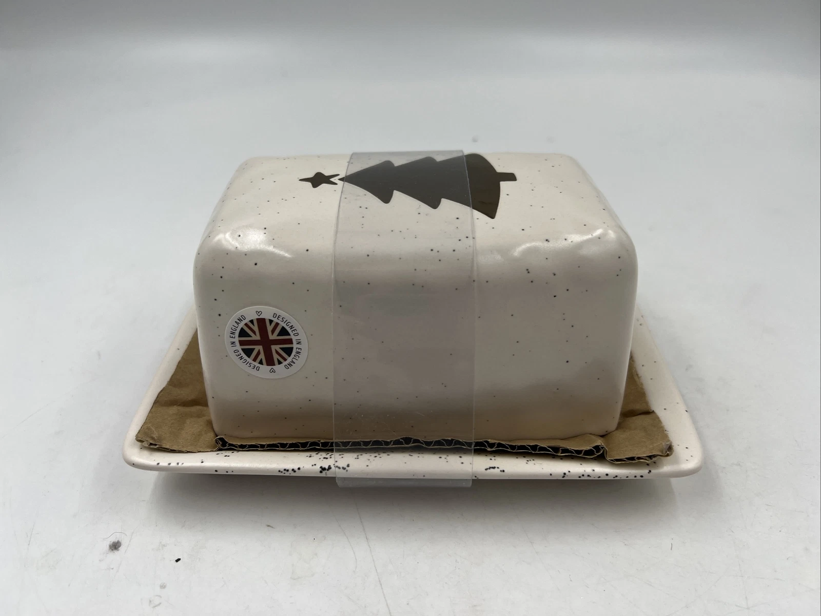 Harvest Green Studio Ceramic 6.5x4in Gold Tree Butter Dish AA02B19002
