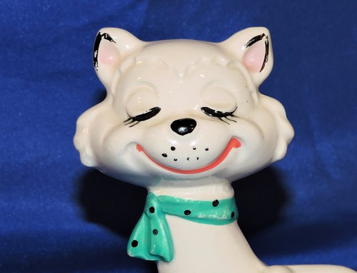 RARA statuina gatto ceramica antropomorfo MCM vintage anni 50 con cravatta / Giappone - Foto 2 di 12