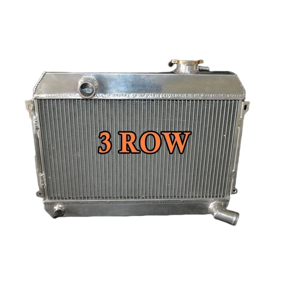 Radiador y ventiladores de aluminio de 3 filas para camioneta Datsun 510 521 620 1,6 L4 1968-1974 Foto 2 de 4