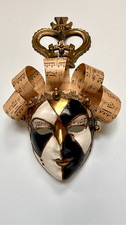 Venetian Jester Mask Wall Art Decor Harlequin Crown Music Note Handmade