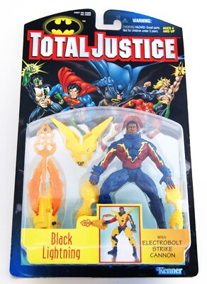 Total Justice Black Lightning with Electrobolt Cannon 1997 Vintage NIB Kenner