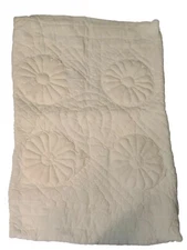 The Company Store quilted STANDARD PILLOW SHAMS x 2 White Flowers