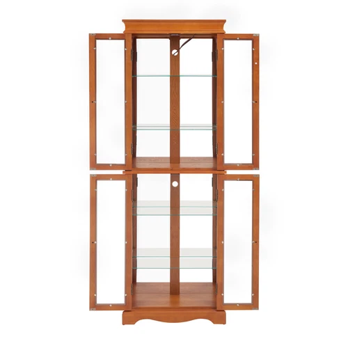 70"H Lighted Curio Cabinet Wooden Display Cabinet,Vintage Accent Storage Cabinet - Picture 7 of 39