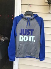 NIKE Classic "Just Do It" Hoodie Womens therma-fit THUMB HOLES SIZE M