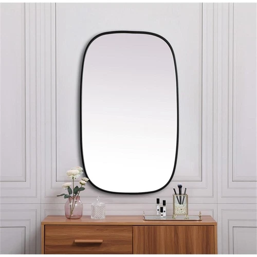 Elegant Decor Brynn 24x40" Oval Modern MDF Wood/Iron Mirror in Black - Picture 2 of 11