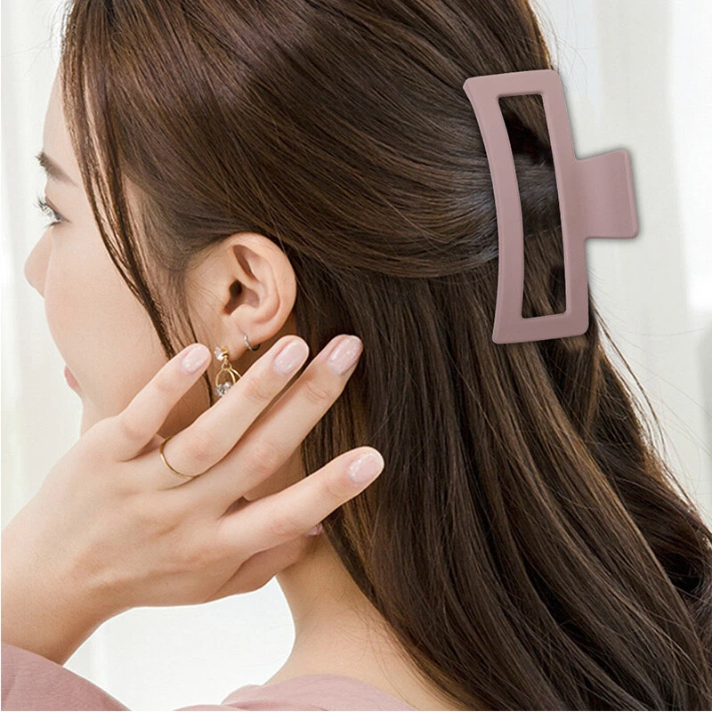Large Hollow Clip Elegant Hair Accessories Morandi Square Hairpin Barrette Matte - Image 3 of 4