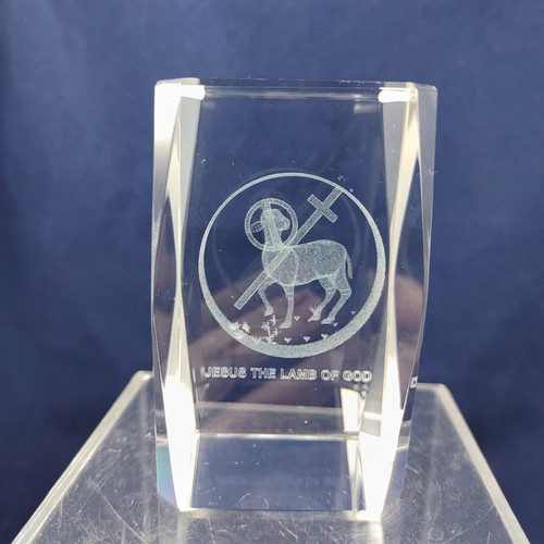 Jesus the Lamb of God Laser Etched Paperweight Religious 3D Glass Hologram - Picture 2 of 9
