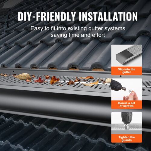 6"W Aluminum Leaf Filter Gutter Guard 26 PCS 104 Ft Total Length 0.02'' Thick - Picture 5 of 11