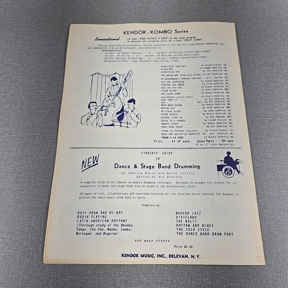 Bluesville Bus By Dedrick 1961 Kendor Kombo Series Multi Part Sheet Music - Image 2 of 4