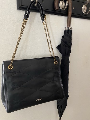 LANVIN Sugar Black Leather Medium Shoulder Bag