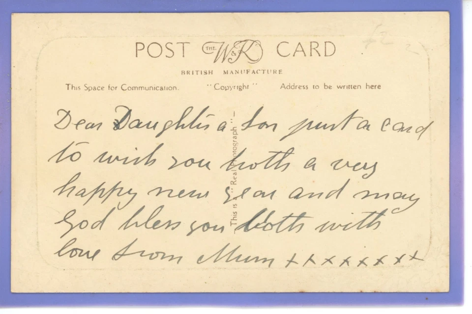 VINTAGE WILDT & KRAY RP POSTCARD WOMAN & DOG HAVING COUNTRY WALK NEW YEAR - Image 2 of 2