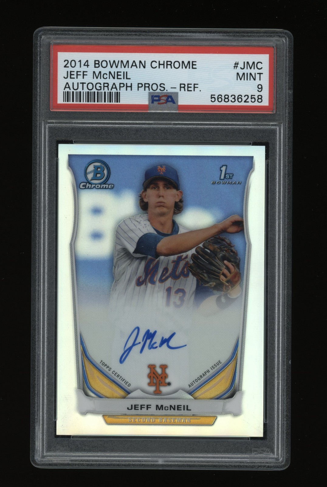 2014 Bowman Chrome #BCAP-JMC Jeff McNeil Prospect Autographs #/500 PSA 9
