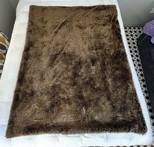 RH Restoration Hardware Coyote Faux Fur Throw Blanket 50  X 60  