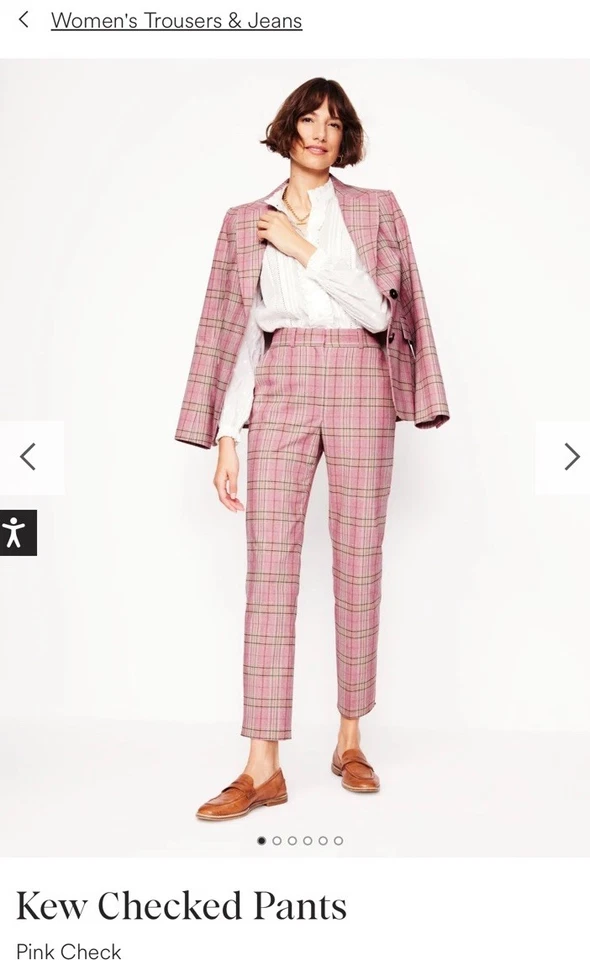 NWT Boden Pink Kew Checked Pants - Image 2 of 4