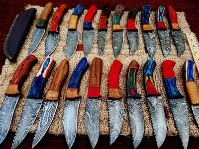 Lot of 100 8 inches HANDMADE DAMASCUS STEEL SKINNER Duty Paid Ship